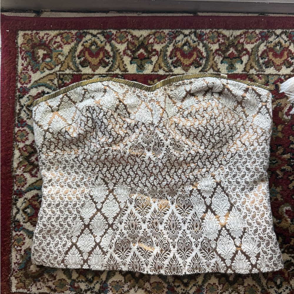 Free People Shellbourne Metallic Embroidered Corset Top Size 6